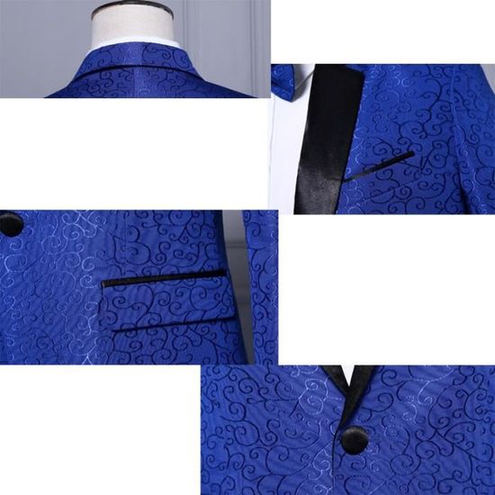 Veste+Noeud papillon)Veste homme de Marque paillette de luxe simple  garniture classique un bouton coupe slim de Vêtement Masculin Bleu-bleu -  Cdiscount Prêt-à-Porter