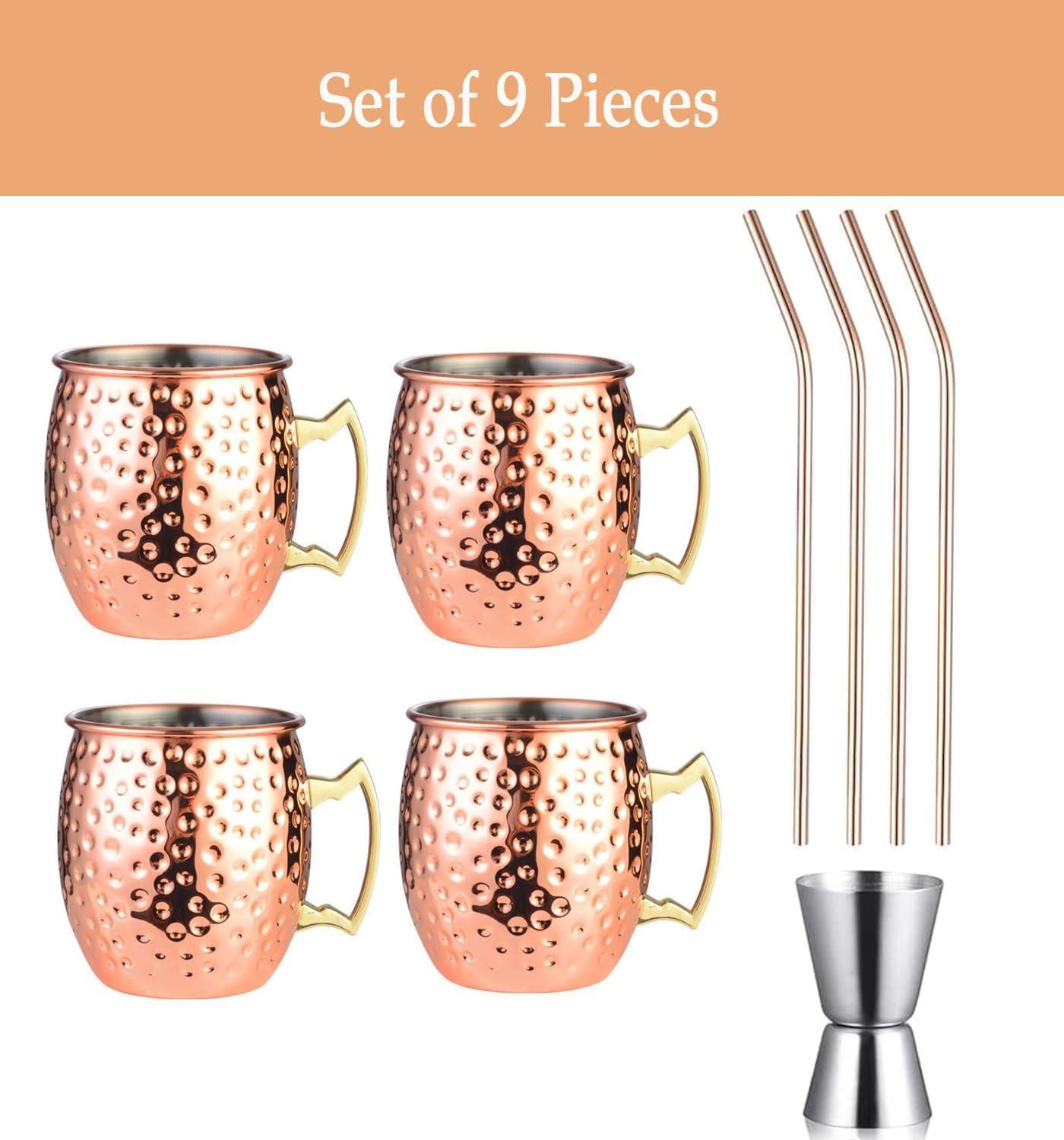 Navaris Mug Moscow Mule - 4X Verre à Cocktail 500ml en Acier Inoxydable