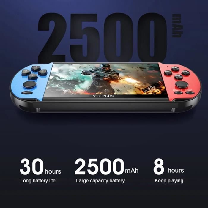 Console Rétro Portable X12 Plus – 7 Pouces, 16 Go, MP3/MP4, Sortie TV, Cadeau Pour Tous