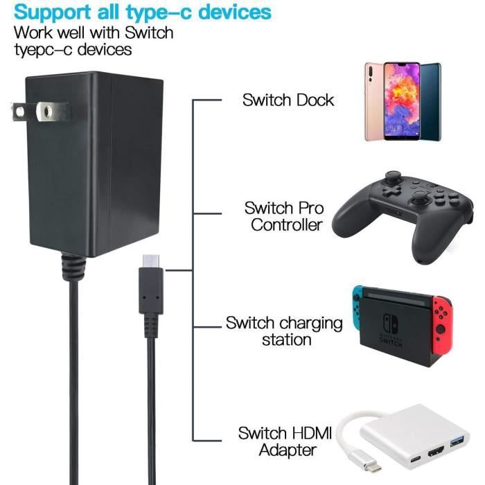 Acheter Adaptateur secteur prise ue/US, chargeur rapide pour Nintendo Switch  NS 15V 2,6 a, prise en charge du Mode TV