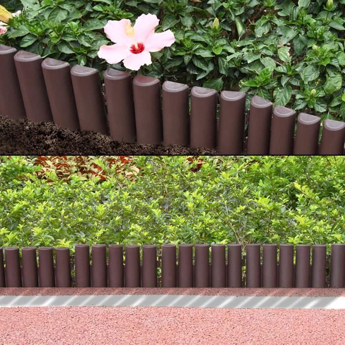 Lot De 30 Bordures De Pelouse En Plastique Aspect Bois - 8,4 M - Bordure De Parterre Marron En Polypropylène - Décoration Jardin Facile à Installer