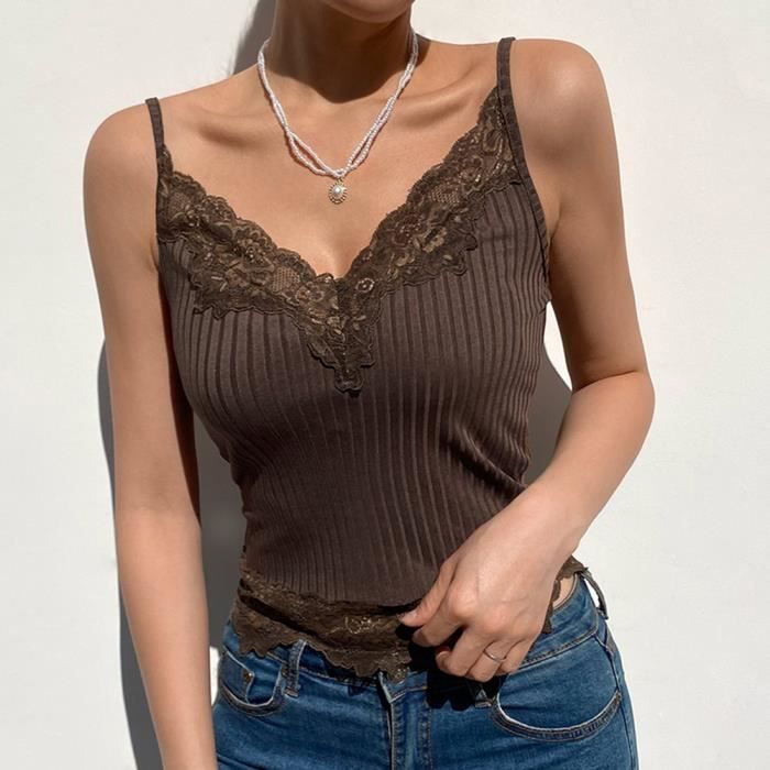 OYIGELZ Débardeur D'Été Y2K à Bretelles Pour Femme - Haut Court Ajusté Basique Camisole Streetwear