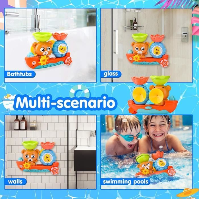 KADAYAY 12 Jouets De Bain Sans Moisissures – Animaux Marins, épuisette, Moulin à Eau, Dès 6 Mois