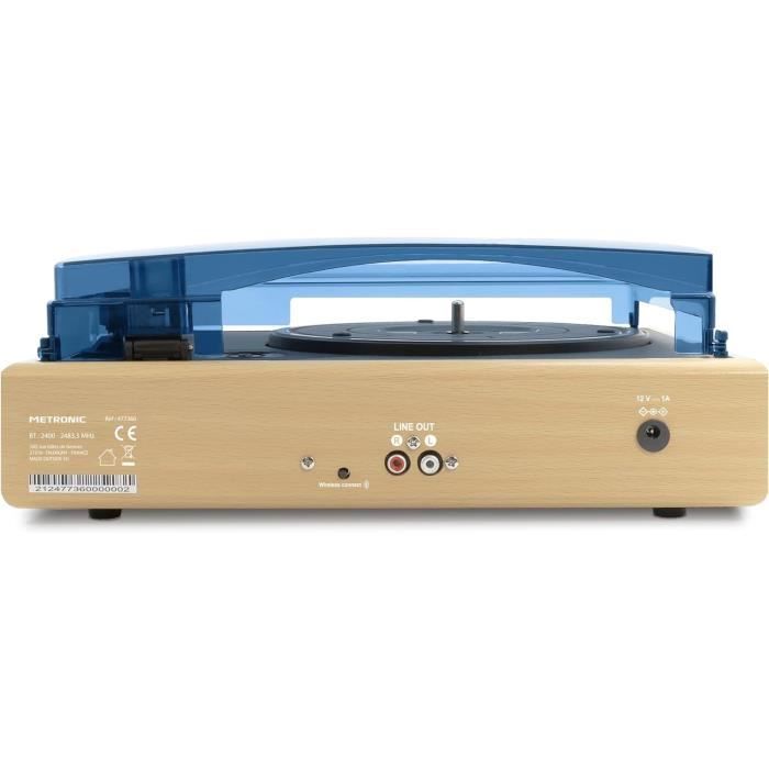 Platine Vinyle Métronic - Bluetooth, 3 Vitesses (33/45/78 Tours), Haut-Parleurs Intégrés - Style Rétro