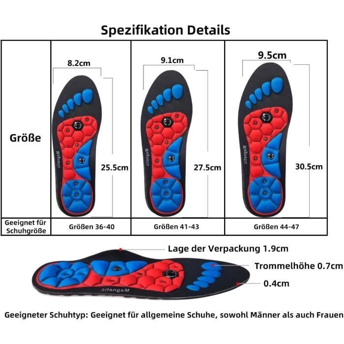 Semelles Magnétiques Anti-fatigue - Taille L (44-47), Matériau Respirant EVA, Découpables, Pour Hommes Et Femmes