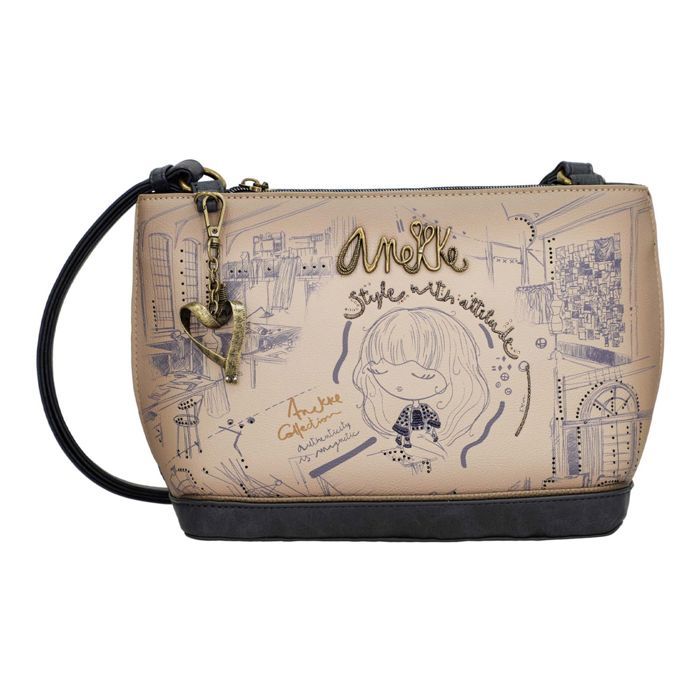 Sac Bandoulière Anekke Studio Crossbody - Léger, Pratique Et Stylé - Multicolore (beige/bleu Marine/brun) - Idéal Pour Le Quotidien Et Les Sorties