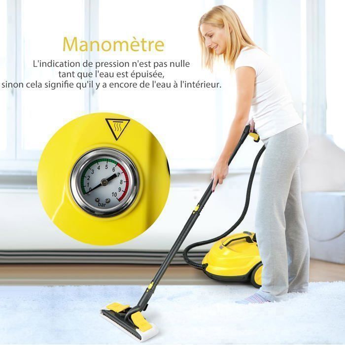 Nettoyeur Vapeur 2000W 5 Bars - Réservoir 2L, 15 Accessoires - Pour Sols, Tapis, Vitres, Cuisines - Polyvalent Et Puissant