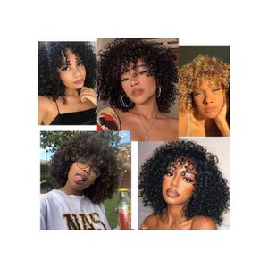 Perruque Afro Courte Femme – 100% Cheveux Naturels – Mèches Noir Et Rouge – LAET 06/1b410