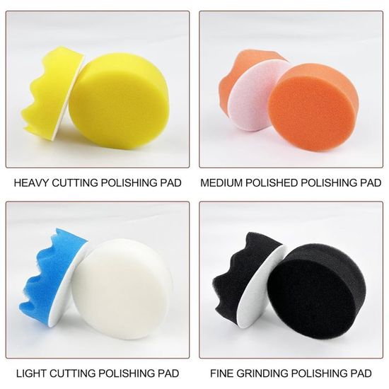 Kit 23 Pièces Éponges Polissage Voiture Auto-Adhésives – Pads Pour Meulage, Cirage & Finition