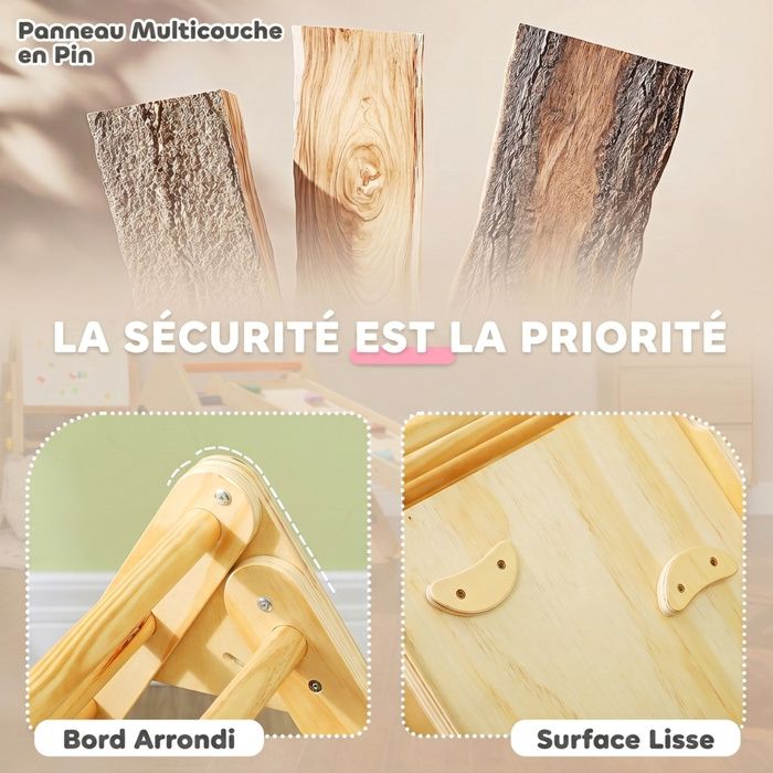 Triangle d'escalade - AIYAPLAY - 3 en 1 en bois pour grimper et glisser