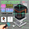 Niveau Laser Rechargeable 16 Lignes 2 Batteries 6000mAh 360° Croix Rotatif Vertical Horizontale Auto Nivellement Lumière VERT Outil-0