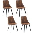 MEUBLES COSY Lot de 4 chaises de salle à manger rétro, style industriel, en tissu suédine, pieds en métal noir-0