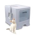 Bac à litière fermé pour chat avec brosse Mobiclinic Grande capacité Bac extensible Stable Abri Confortable CatBox-0