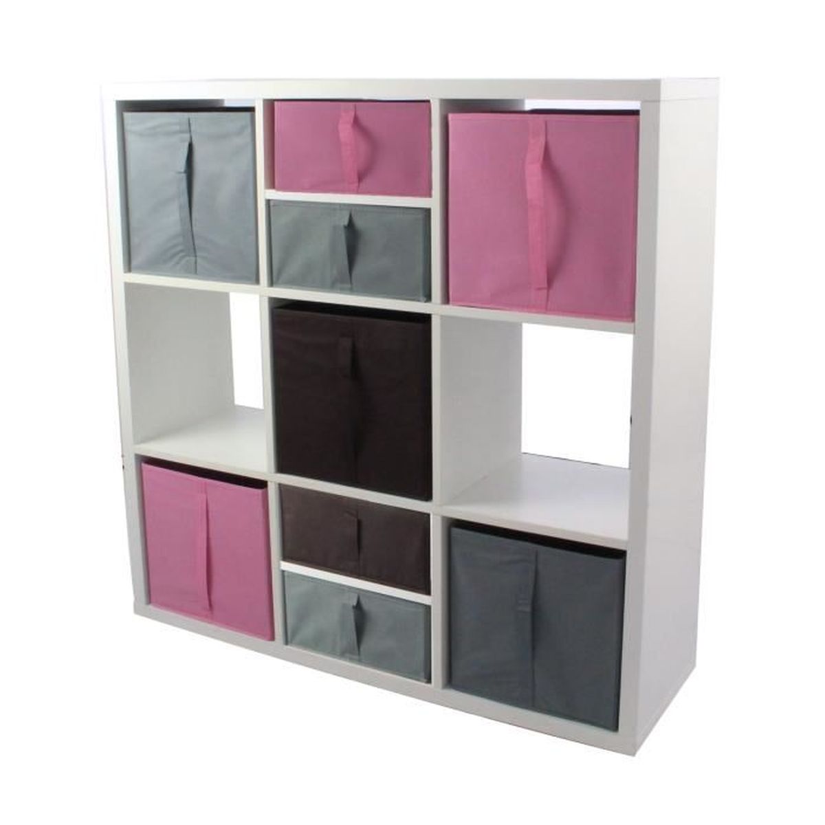 Compo Meuble De Rangement 9 Cases 5 Cubes 4 Demi Cubes Rose