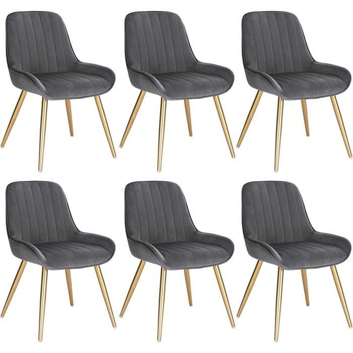 Lot De 6 Chaises De Salle à Manger MCW-K30, Pivotantes, Gris Foncé, Tissu Texturé