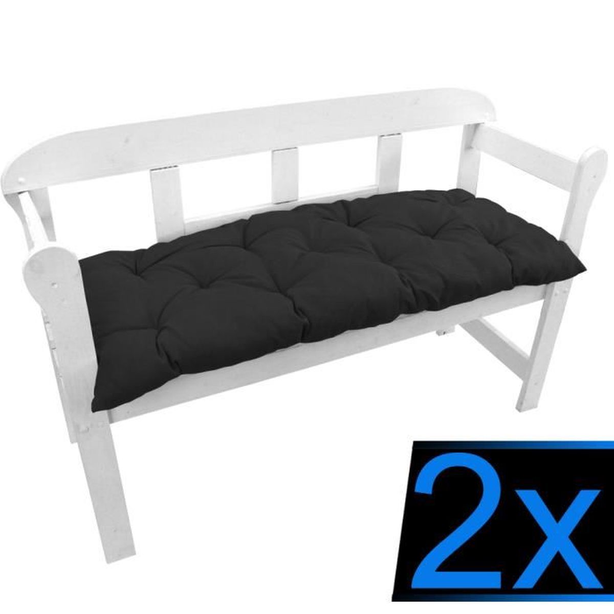 Bleu Extérieur Imperméable Coussin Pad Pour 2 Places Métal Banc Jardin Mobilier