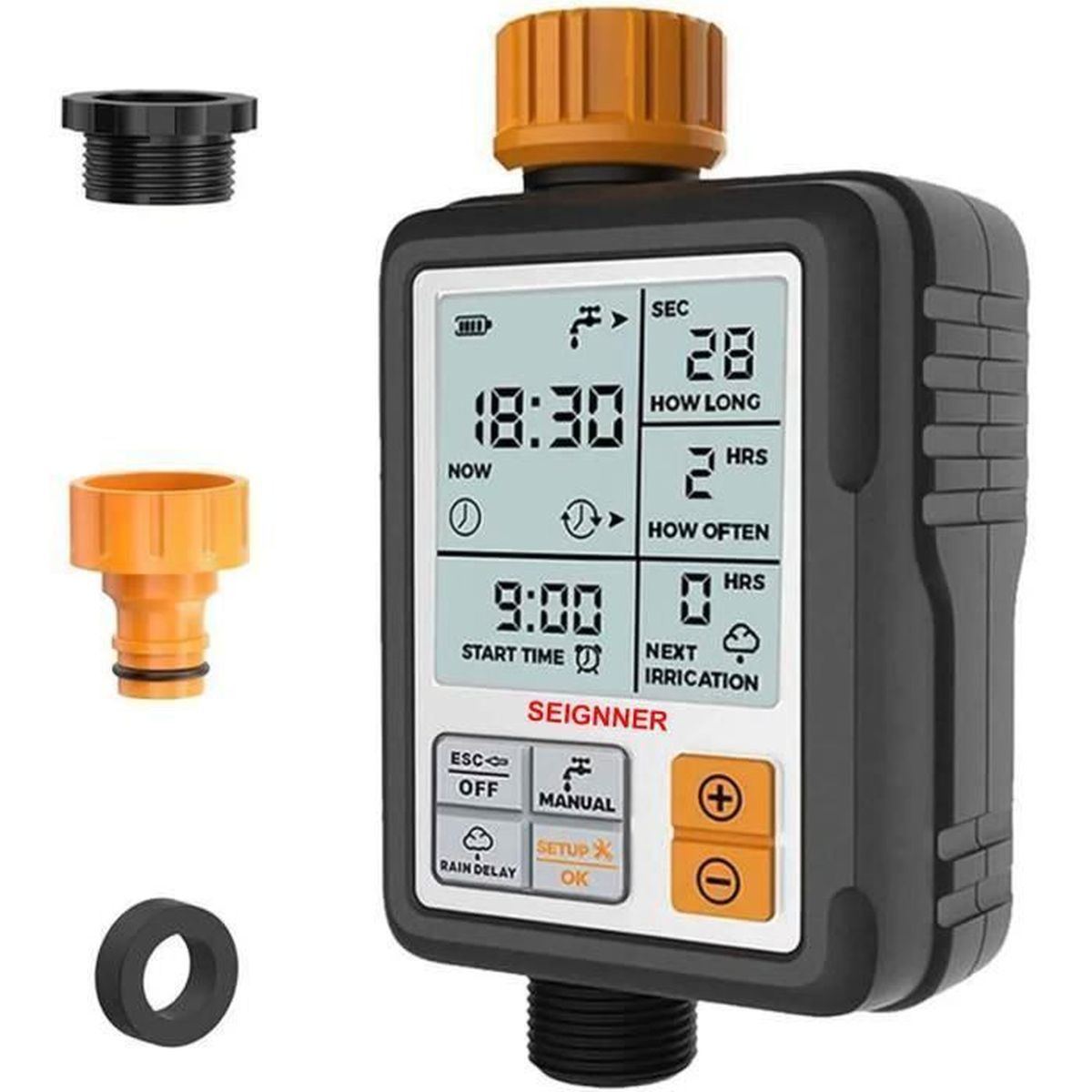 Programmateur D'arrosage Automatique Avec Minuteur - Écran LCD - Raccord Robinet 1/2" Et 3/4" - Économiseur D'eau