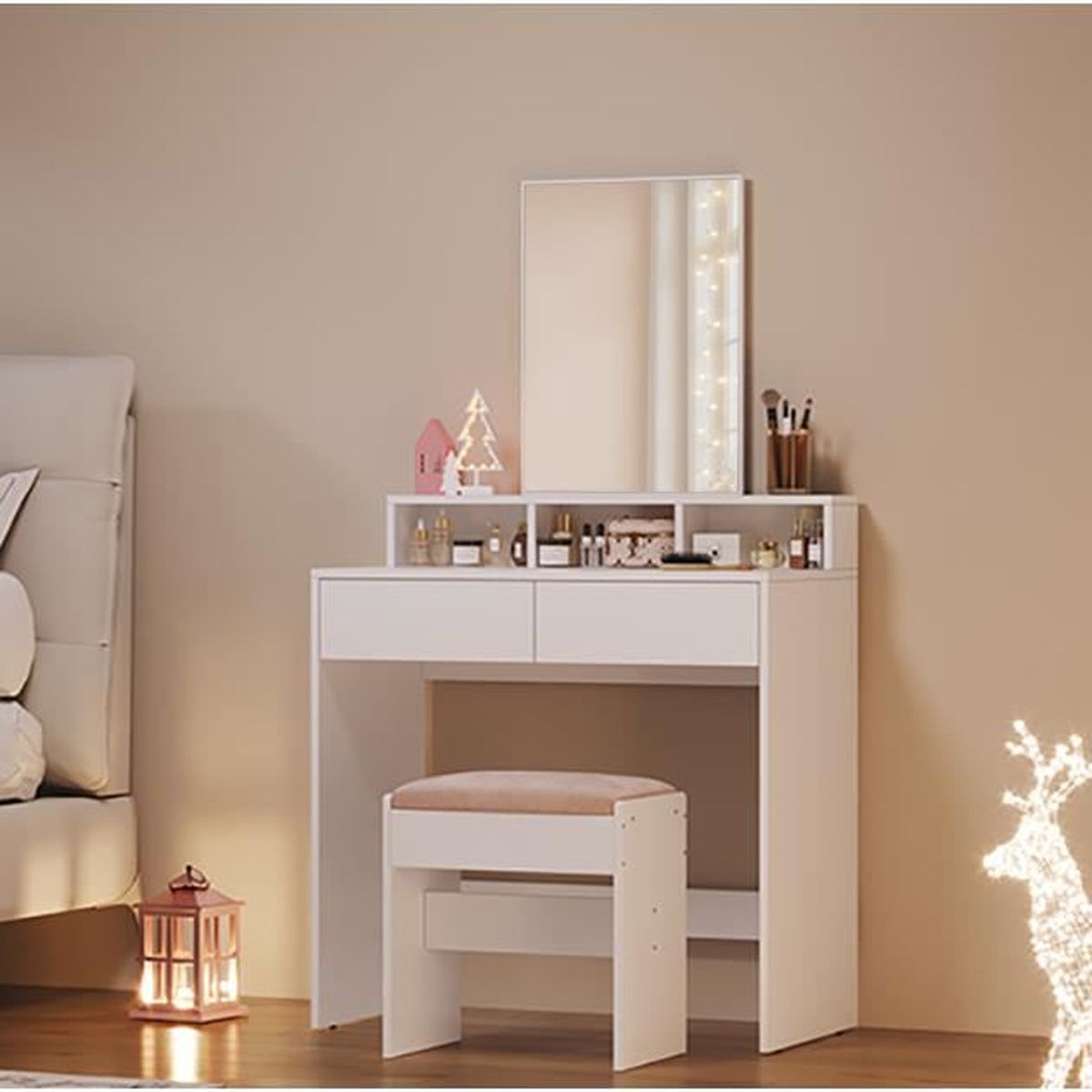 PRIMA Coiffeuse - style scandinave - miroir et grand tiroir