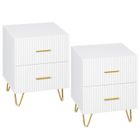 Chevet 2 Tiroirs Lot de 2 - WOLTU Table de Nuit - Table d'Appoint Scandinave - 40x35x53cm Blanc