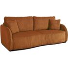 CASAPY Canapé convertible 3 places - BARI - Velours cotelé - Terracotta - Coffre de rangement - 215 x 89 x 100 cm