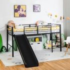 DREAMADE DREAMDE Lit Superposé Lit Mezzanine Enfant avec Toboggan Amovible, Échelle et Clôture, Lit Combine en Acier pour Chambre, Noir
