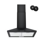 FIREGAS Hotte Aspirante Murale 60cm, 308 m³/h, Avec LED, 3 vitesses, Filtres à Charbon, Noir
