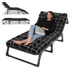Lit d'Appoint Pliant - FLASIDU - 190x75cm - Acier Noir - Matelas en Faux Coton - Réglable 4 Positions