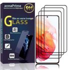 VCOMP Pour Samsung Galaxy S21 5G 6.2": Lot - Pack de 3 Films de protection d'écran Verre Trempé Plein écran de Couleur - NOIR