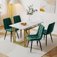 Ensemble Table à manger 1 Table 4 chaises en velour-Rectangulaire Ensemble Table et chaises pour Salle à Manger Design moderne