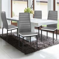 Lot de 4 chaises ROMANE grises bandeau blanc - IDMARKET - Contemporain - Design - Métal - Plastique - Résine