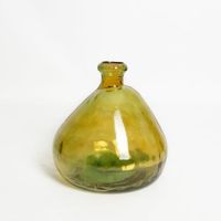 Vase Verre Recyclé 33 x 33 cm Forme Boule Asymétrique Transparent Jaune  x 33 cm