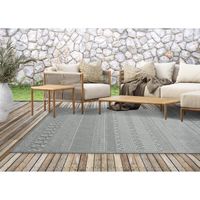 Tapis de Salon ou Terrasse en gris 120x160 | Tapis plat moderne | Rectangulaire | Interieur et Exterieur - The Carpet Ottowa