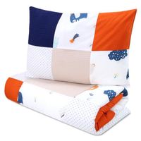 Couverture de lit enfant 100x135 cm avec oreiller - avec oreiller couverture patchwork de coton arc-en-ciel bleu foncé