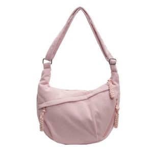 Sac Bandoulière Velours Côtelé Demi-lune Femme - 38x23x6 Cm, Sangle Ajustable, Pendentif Nuage