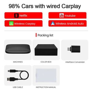 AUTORADIO BOÎTE Carplay - avec carte SD de 32 Go - Carplay sans fil pour Android Auto, AI TV Box, Mise à niveau de la v