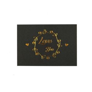 FAIRE-PART - INVITATION Faire-part - invitation,Mini cartes de vœux de remerciement en or,carte d'invitation de fête,cadeau - Black Love You