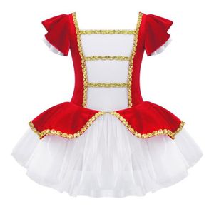 TUTU - JUSTAUCORPS iixpin Enfant Fille Tutu Robe Princesse Costume Danse Justaucorps Ballet Gym Paillette Tenue Spectacle 4-14 Ans Rouge