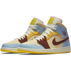 BASKET Jordan 1 Mid Fearless Maison Château Rouge - NIKE - Taille 45.5 - Bleu - Mixte - Lacets