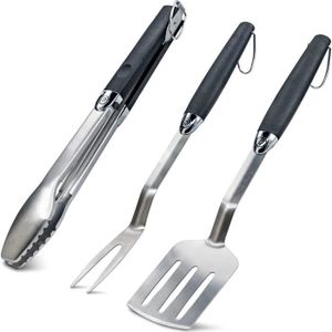 USTENSILE P Padoma Set d'ustensiles de barbecue professionnel - qualité alimentaire fourchette à viande, pince à griller et spatule - acie329