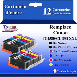 Lot De 2 Cartouches D'encre Photo Bleu Compatibles Canon PIXMA TS8150, TS8200, Etc. - 12ml, Neuf