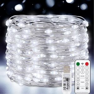 GUIRLANDE D'EXTÉRIEUR Guirlandes Lumineuses, 15M 150 Led Minuteur 8 Modes Alimenté Par Usb Fairy Lights Avec Télécommande Décoration Intérieur-Exté[J3548]