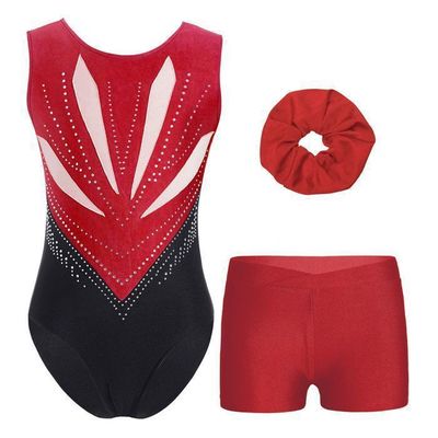 Iiniim Justaucorps de Gymnastique Fille Enfant Paillettes Patchwork