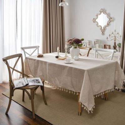 Homaxy Nappe De Table Rectangulaire Aspect Lin 140x300cm - Imperméable Anti-tâche Beige