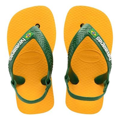 Tong Enfant - Havaianas - Baby Brasil Logo - Jaune/vert - Synthétique