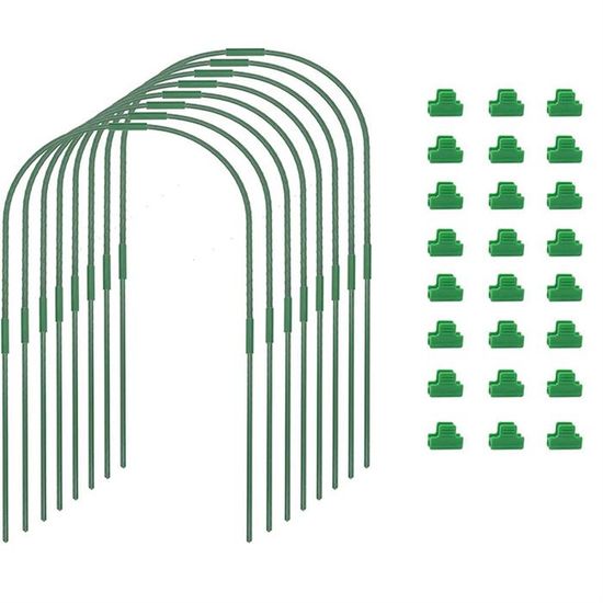 Lot De 6 Cerceaux De Serre De Jardin, Tunnels De Culture De 1,2 M, Piquets De Support Pour Plantes, Antirouille Et Pliables Pour Tissu De Jardin, Support De Couverture De Plantes (vert