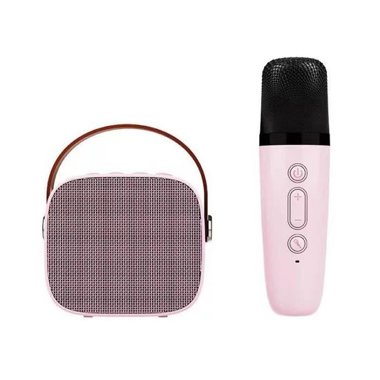 Machine de Karaoké pour Enfants, Micro Karaoke Enfant sans Fil avec 2 Micro, Portable Karaoké Bluetooth avec Magique Voix Change et LED Lumière pour Garçons Filles, Réunions de Famille Rose