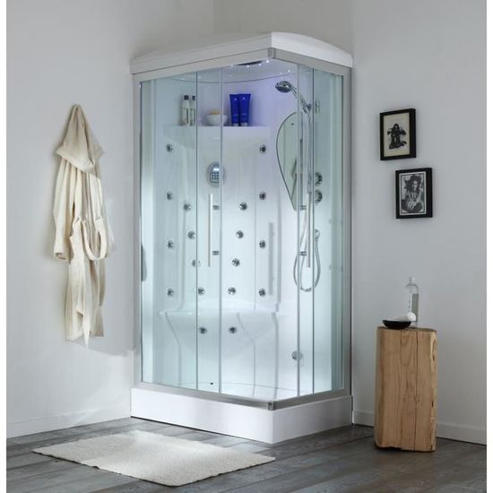 Cabine de douche bain à remous 70x90 Iride gauche - Largeur 90 cm - Longueur 90 cm