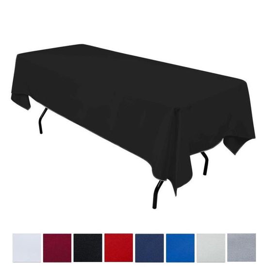 BIGOOD Nappe de Table Couleur Uni en Polyester Décoration pour Fête Restaurant Noir 177*260cm