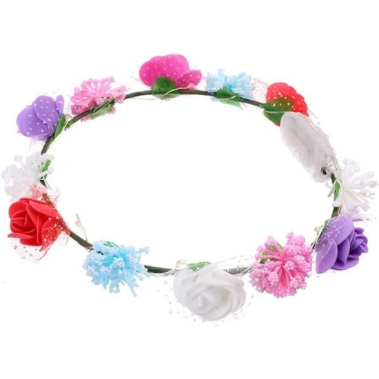 Couronne De Fleurs Lumineuse à LED - Serre-tête Multicolore Pour Mariage, Fête, Carnaval - Diamètre 19,5 Cm - 10 LEDs