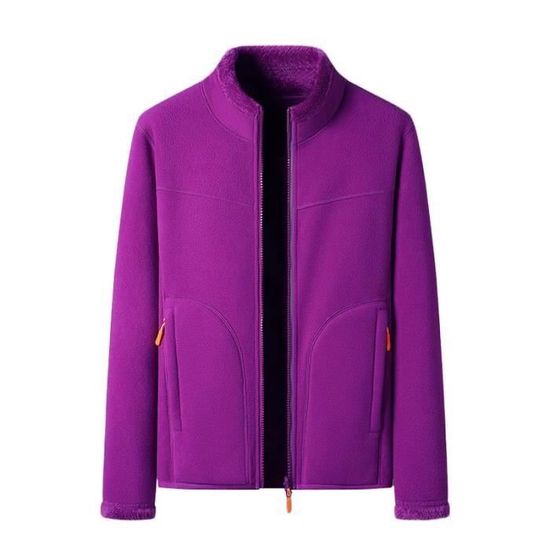 Veste Polaire Hiver Femme - Marque - Col Montant Zippee Reversible - Violet - Randonn?�e - Femme 